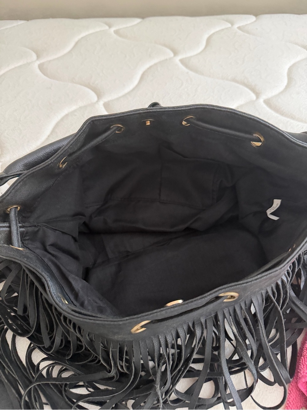 Fringed Hobo Shoulder Bag - Black - Picture 3 of 3